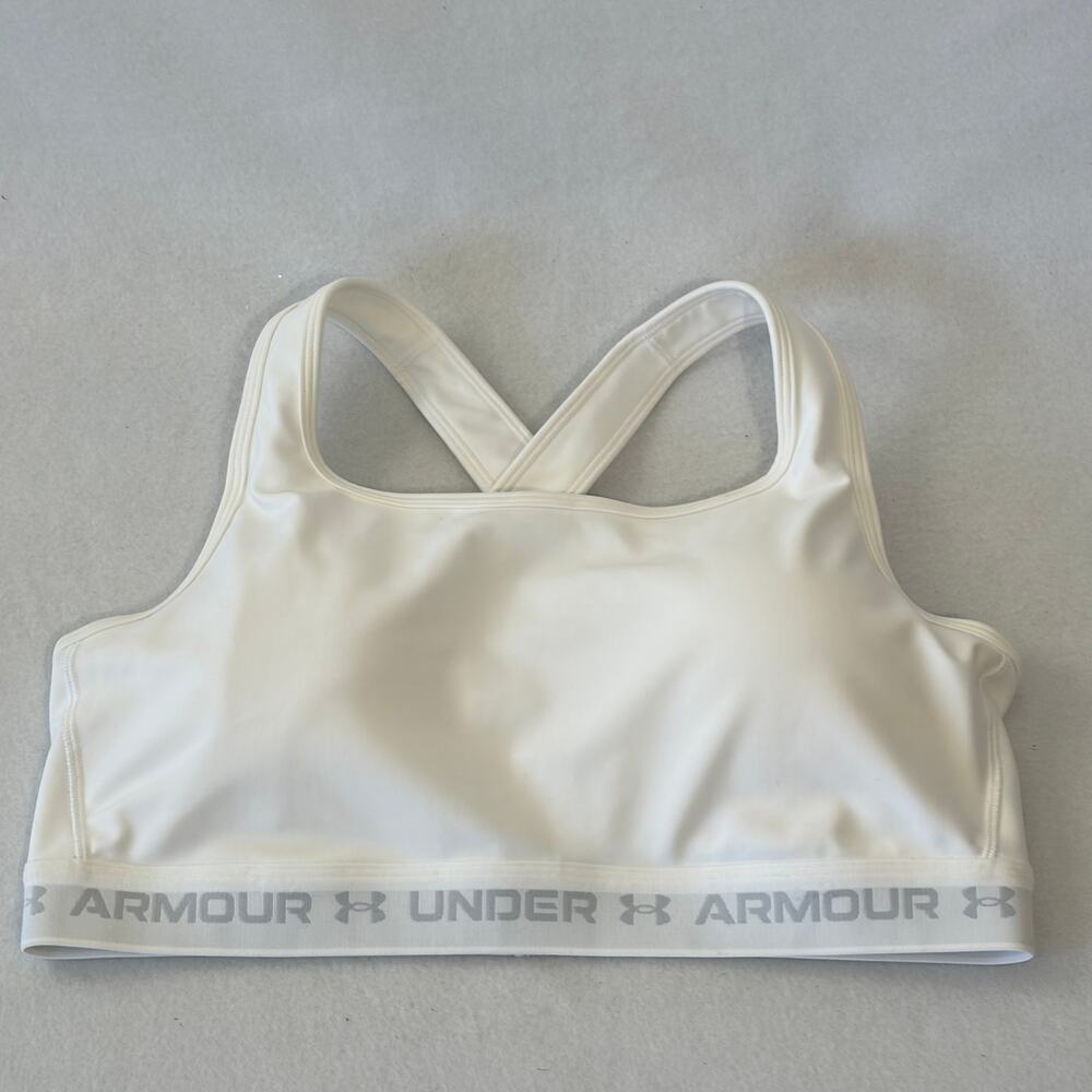 Under Armour Sport Bra Womens Plus Size 2X White Crossback Pullover Padded
